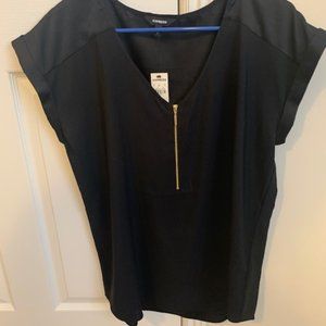 Black Zipper Detail Blouse